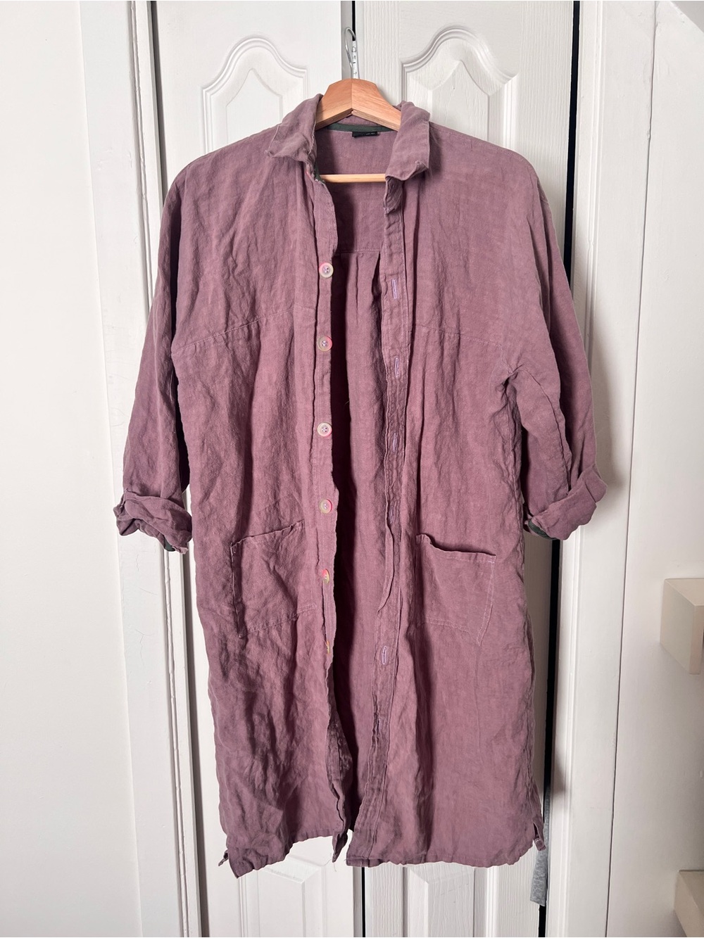 Handmade linen duster in lilac